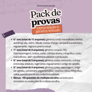 Pack de provas: interpretação e gêneros textuais (editável)
